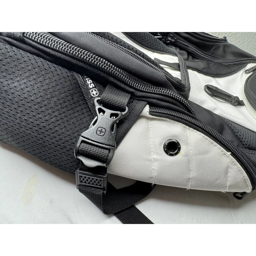 SwissGear ScanSmart Laptop Backpack Black White TSA Friendly Travel Bag